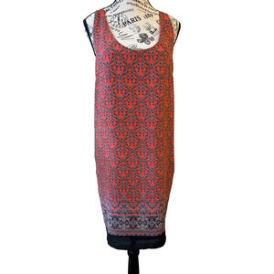 Skies Are Blue Sleeveless Dress Spaghetti Straps Large Salmon Multi-Color